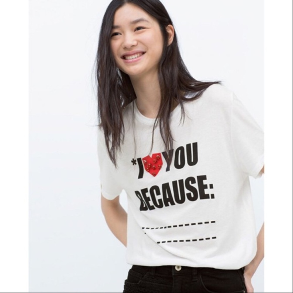Zara trafaluc embellished graphic tee